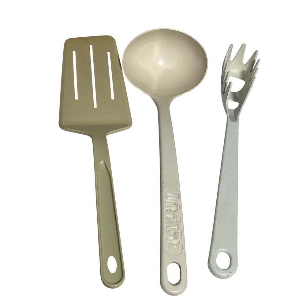 Vintage‎ Utensils Ultratemp Tailor Made in USA Slotted Ladle Pasta Server Set/3